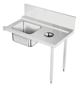Electrolux Professional BHRPTBH12R Handlingsystem für Korbtransportmaschinen Vorspültisch mit Becken und Speiseresteabwurfschacht, R > L, 1200 mm (Code 865410)
